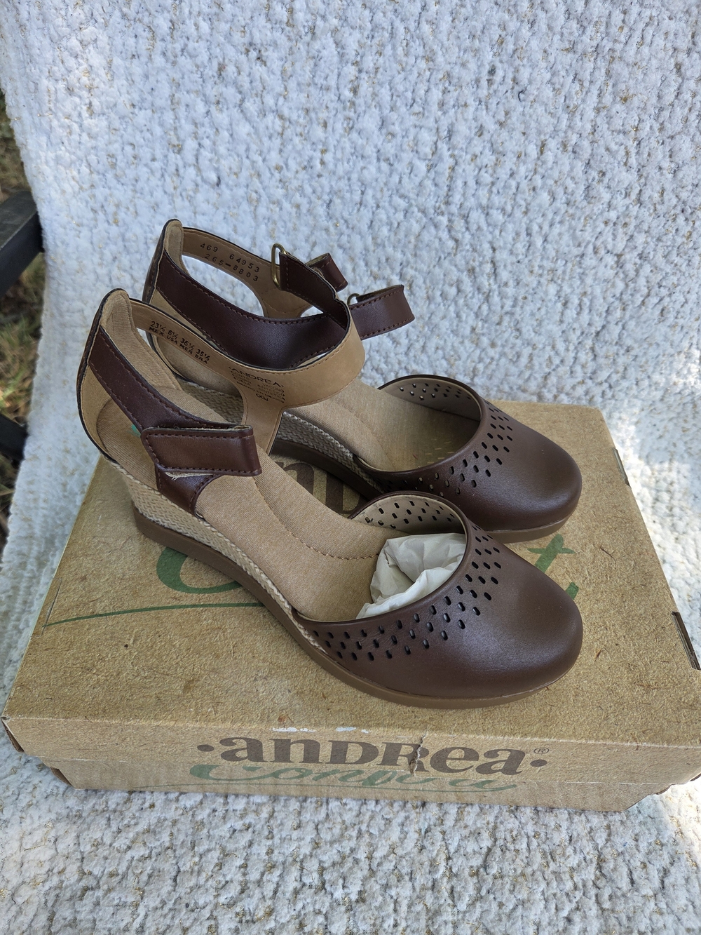 ANDREA FENZI Women's Brown Wedge Heel Ankle-Velcro Strap Espadrilles 6.5